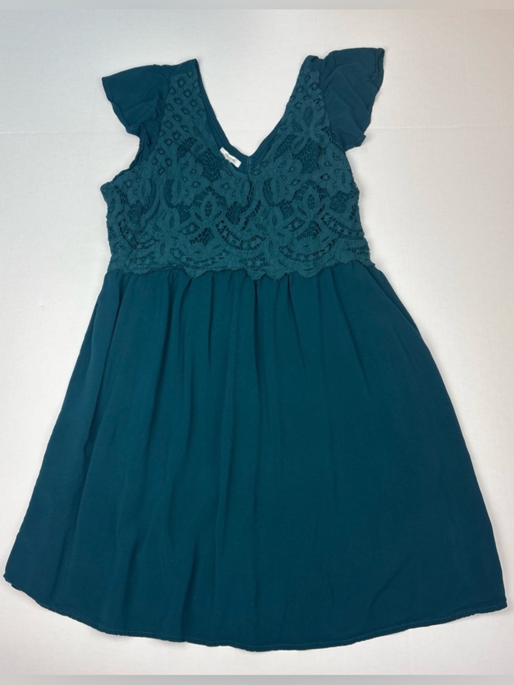 Maurices Women Large Dress Teal Green Lace Sundress Rayon Blend Summer Spring